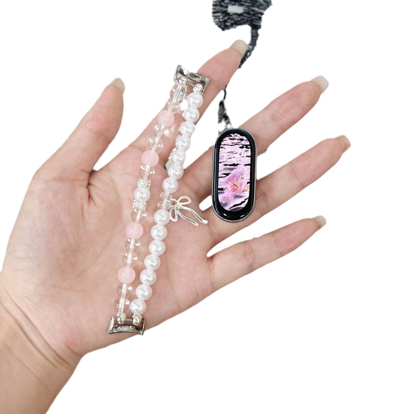 Picture of For mi band 9 strap butterfly pearl beads 3/4/5/6/7/8 generation nfc version wrist strap generation girls