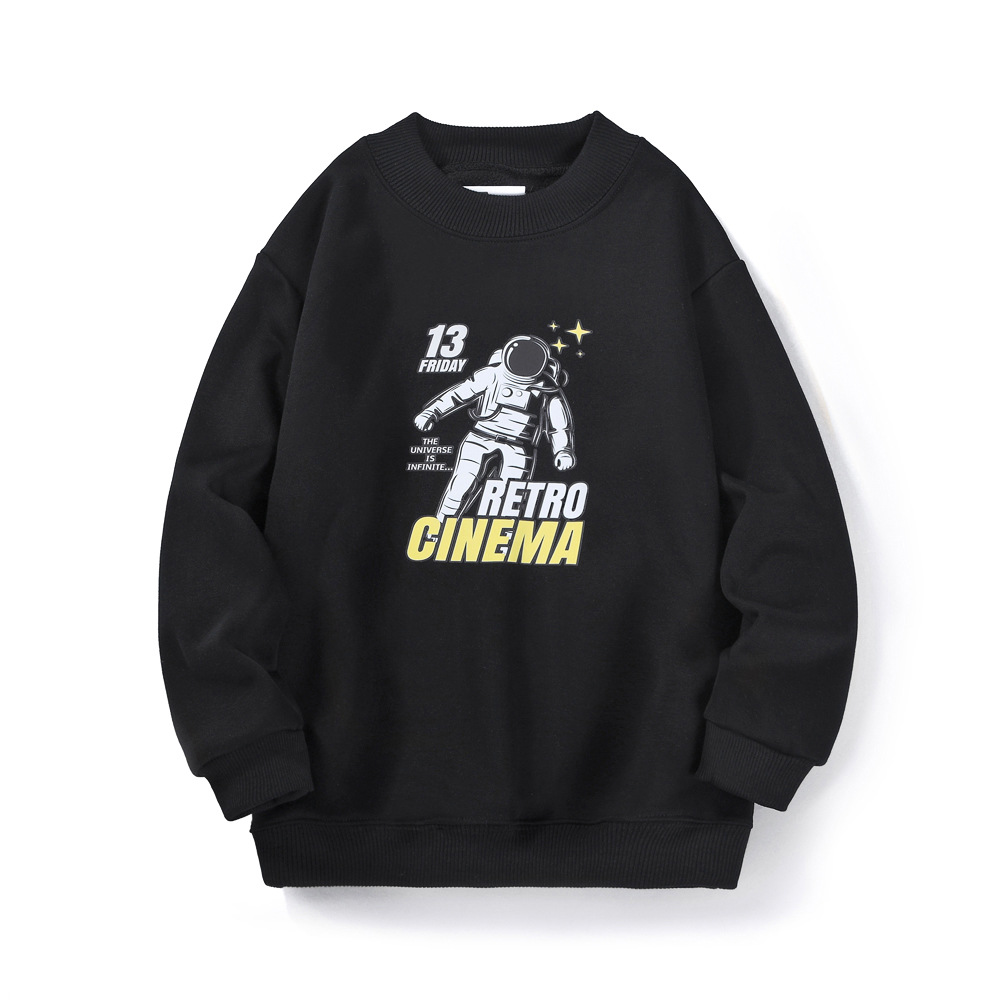 Picture of Autumn and Winter Korean Style New Kidsren's Velvet Sweatshirt, Medium and Large Kidsren's High Collar One-Piece Velvet Sweatshirt, Boys' Thickeneded Sweatshirt