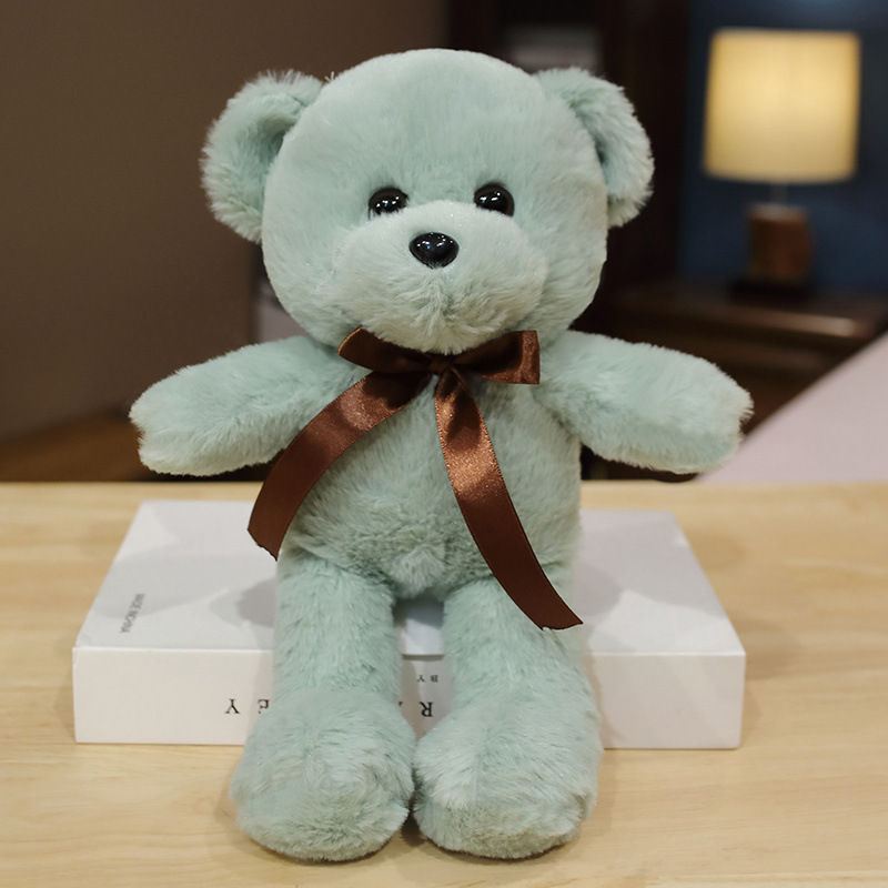 Picture of Factory wholesale rabbit fur ribbon bear wedding gift throw doll plush toy doll machine bow tie bear