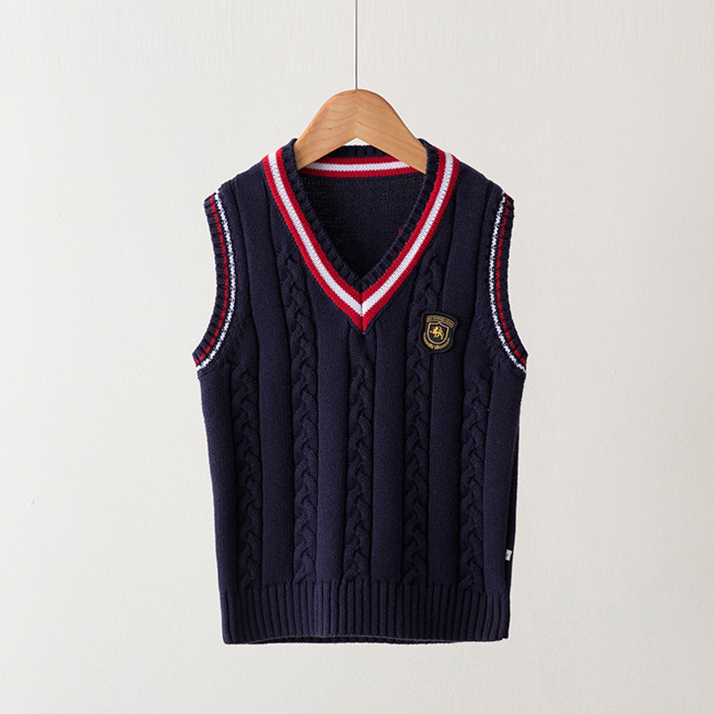 Picture of Children's Clothing Sweater Vest Spring and Autumn Children's College Style School Uniform Tops Pure Cotton Sweater Knitted Vest Jacket Wholesale