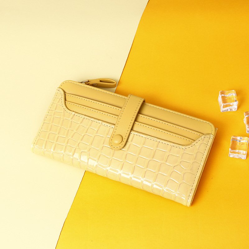 Picture of Cross-Border New Wallet Crocodile Pattern Zipper Multi-Card Slot Solid Color Simple Wallet Long High-End Large-Capacity Wallet