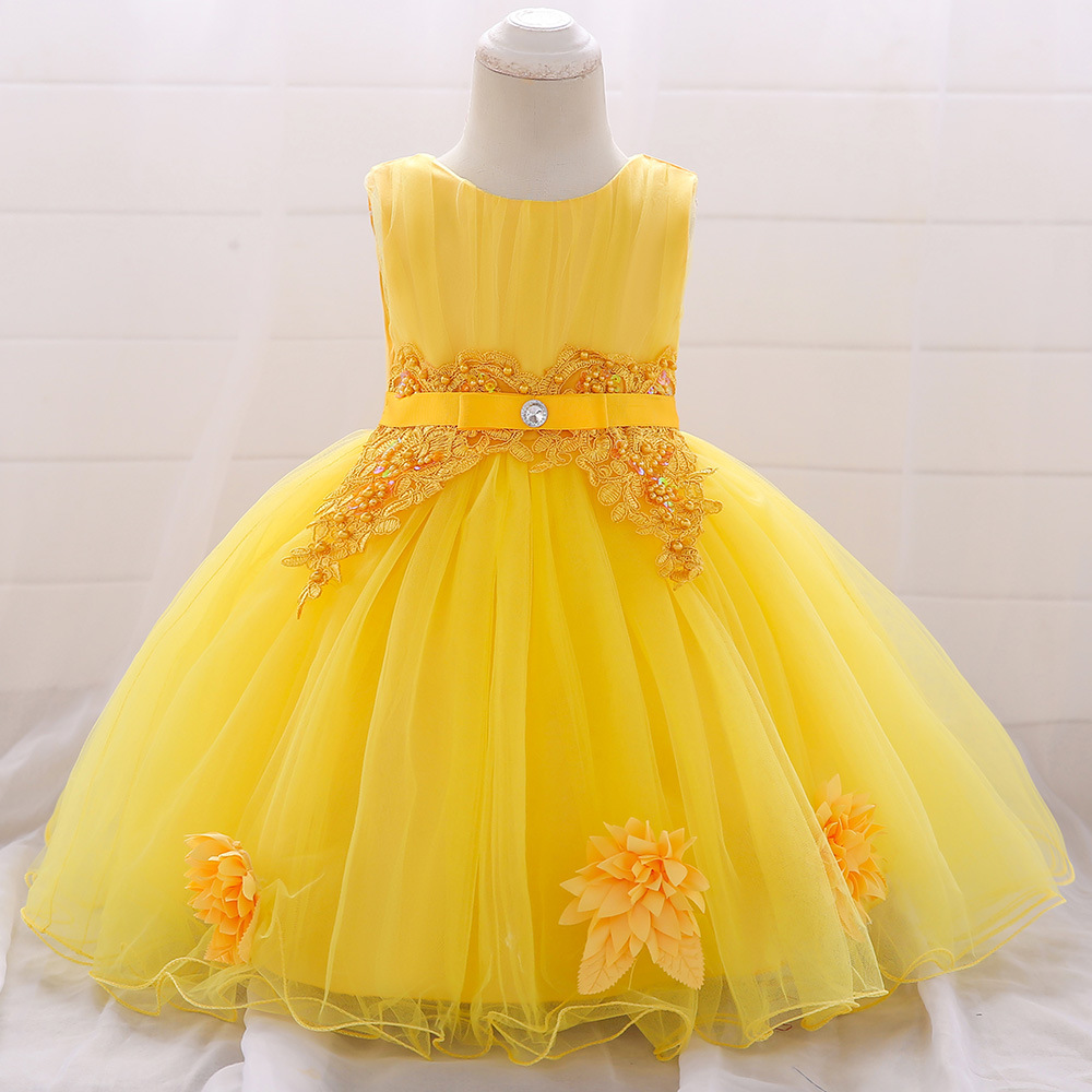 One-piece delivery European and American Baby Full Moon dress Princess puffy mesh dress baby birthday wedding dress