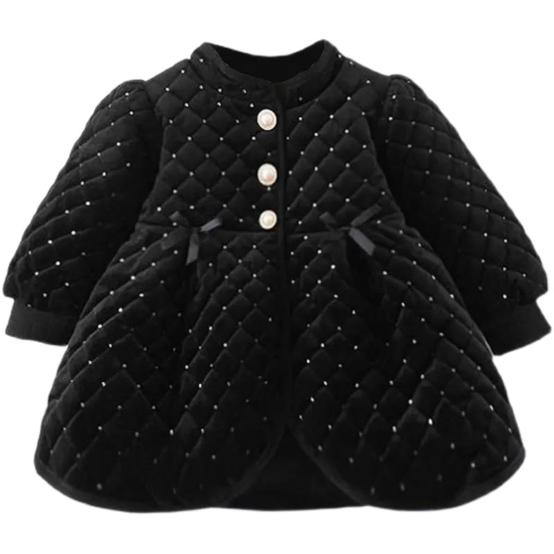 Girls Winter Velvet Thickeneded Outwear 2025 Winter Korean Style Baby Outwear Girls Silver Fox Velvet Warm Outwear Trendy