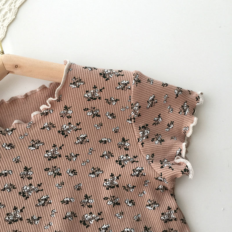 Picture of Children's pajamas Summer New Girls' Outer Wear Short-sleeved Floral suit Summer Korean Pajamas
