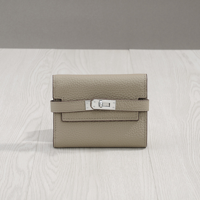 Kelly Wallet Women's Short 2025 New Genuine Leather Women's Wallet Buckle 70% off Stacked Multifunctional Women's Wallet
