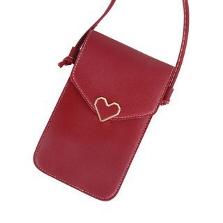 Picture of New Style Simple Mini Crossbody Women's Bag Love Waterproof Buckle Coin Purse Transparent PVC Touch Screen Mobile Phone Bag