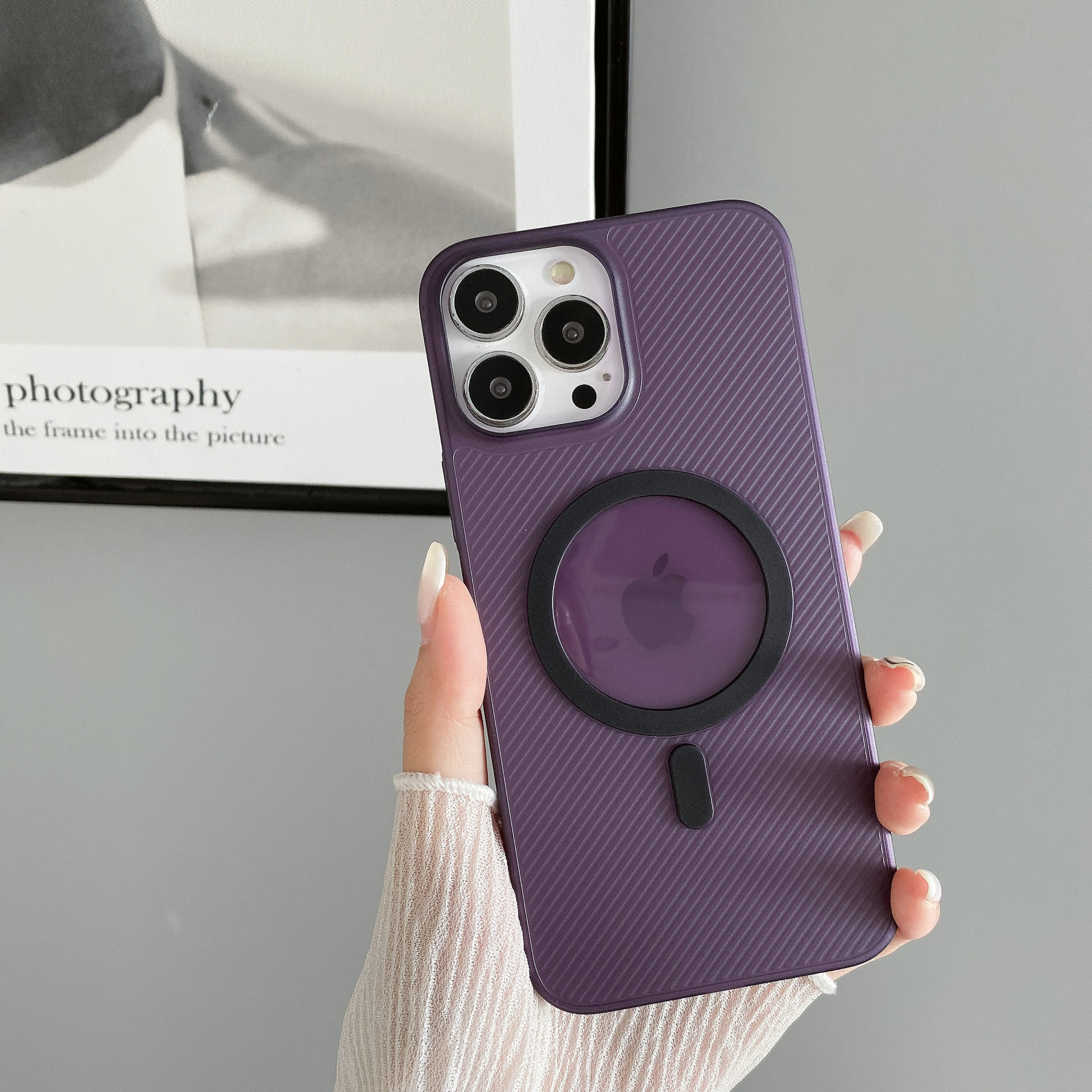 Picture of For Apple 16 Magnetic Attracted Frosted Phone Case iphone15 Simple Protective Case 14promax Ultra-thin 13 Twill