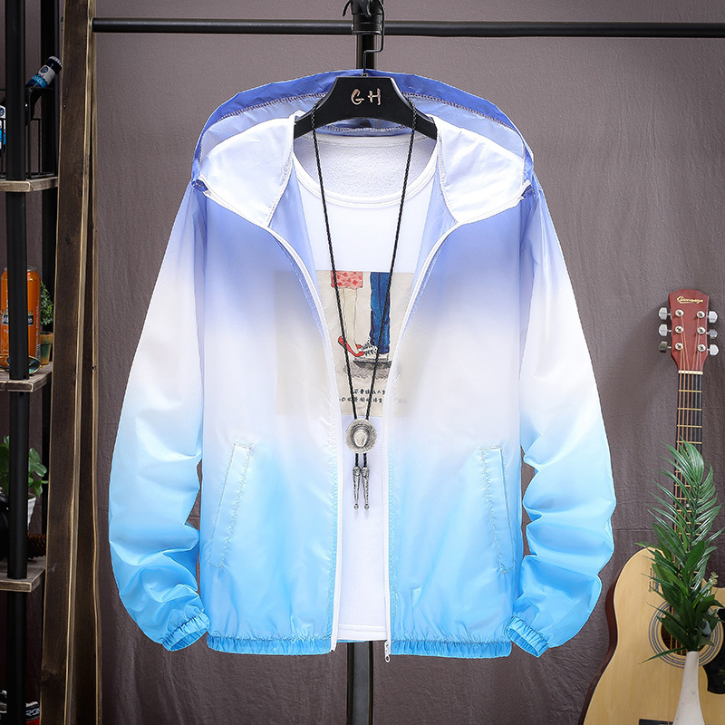 Picture of New summer sun protection clothing men's lightweight breathable hooded gradient skin clothing Outdoor Fishing Couple sun protection clothing women