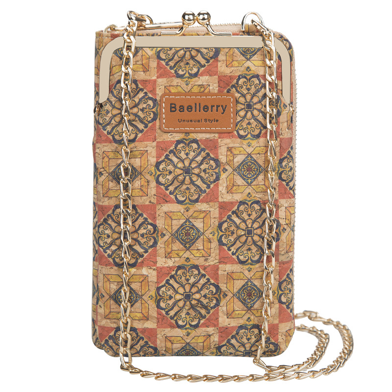 Picture of baellerry ladies wallet vertical wood grain mobile phone bag multi card wallet chain shoulder messenger bag wholesale