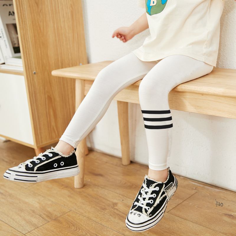Picture of New Girls' Leggings for Outer Wear Spring & Fall New Korean Style Pure Color Three-Bar Modal Kidsren's Thin Leggings