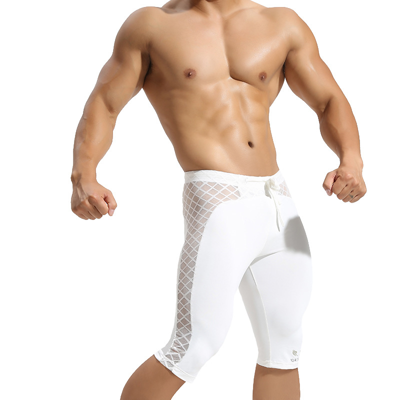 Picture of Wholesale Men's Sports Tight Running Pants Nylon Ice Silk Thin Pure Color Sexy Bottoming Fitness Pants for Men