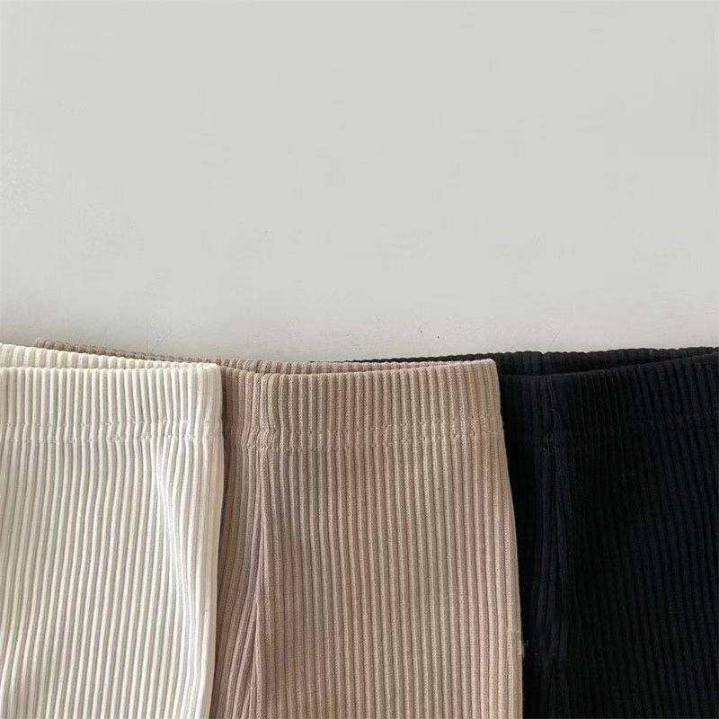 Picture of ins Spring and Autumn Boys and Girls Stretch Leggings Autumn Trousers Children's Solid Color Knit Rib Pants for Baby Girls