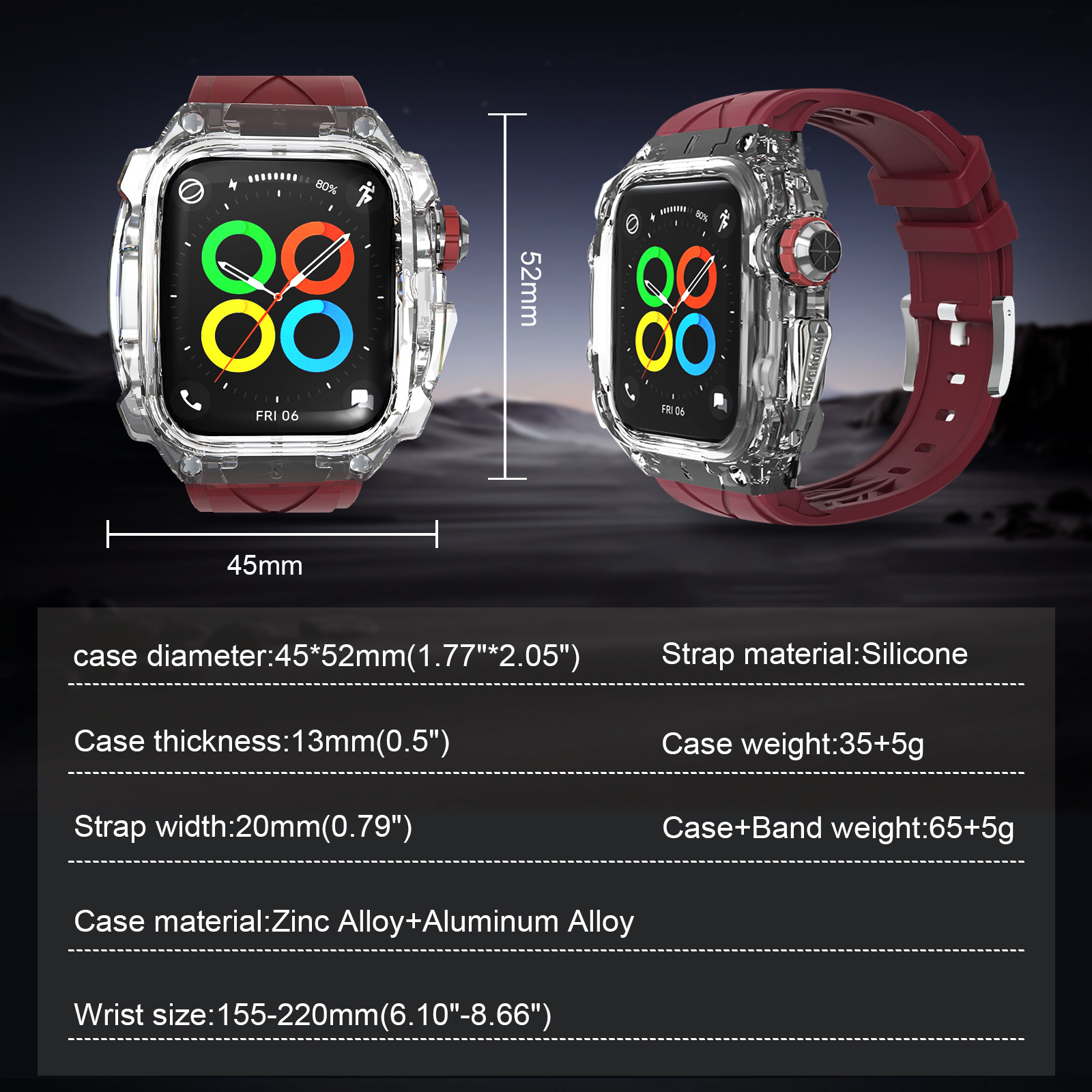 Picture of For Apple Watch Strap Super Running Color Transparent Black appleiwatch9876 One Strap 44/45mm
