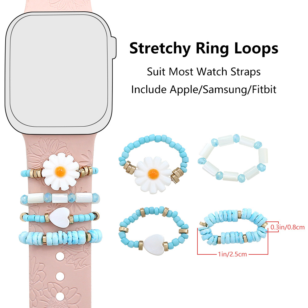 Picture of For Apple Watch Watch Watch Universal Silicone Strap Flower Shell Beads