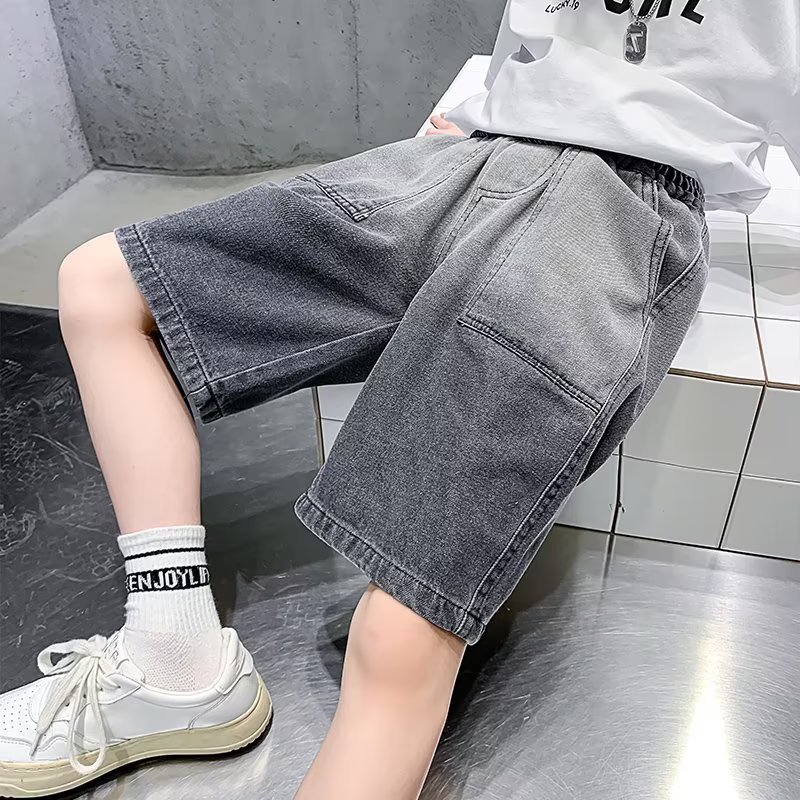 Picture of Boys' Cropped Pants Boys' Shorts Loose Children's Shorts Teenagers Kids Pants Wearing Western-style All-match Gradient