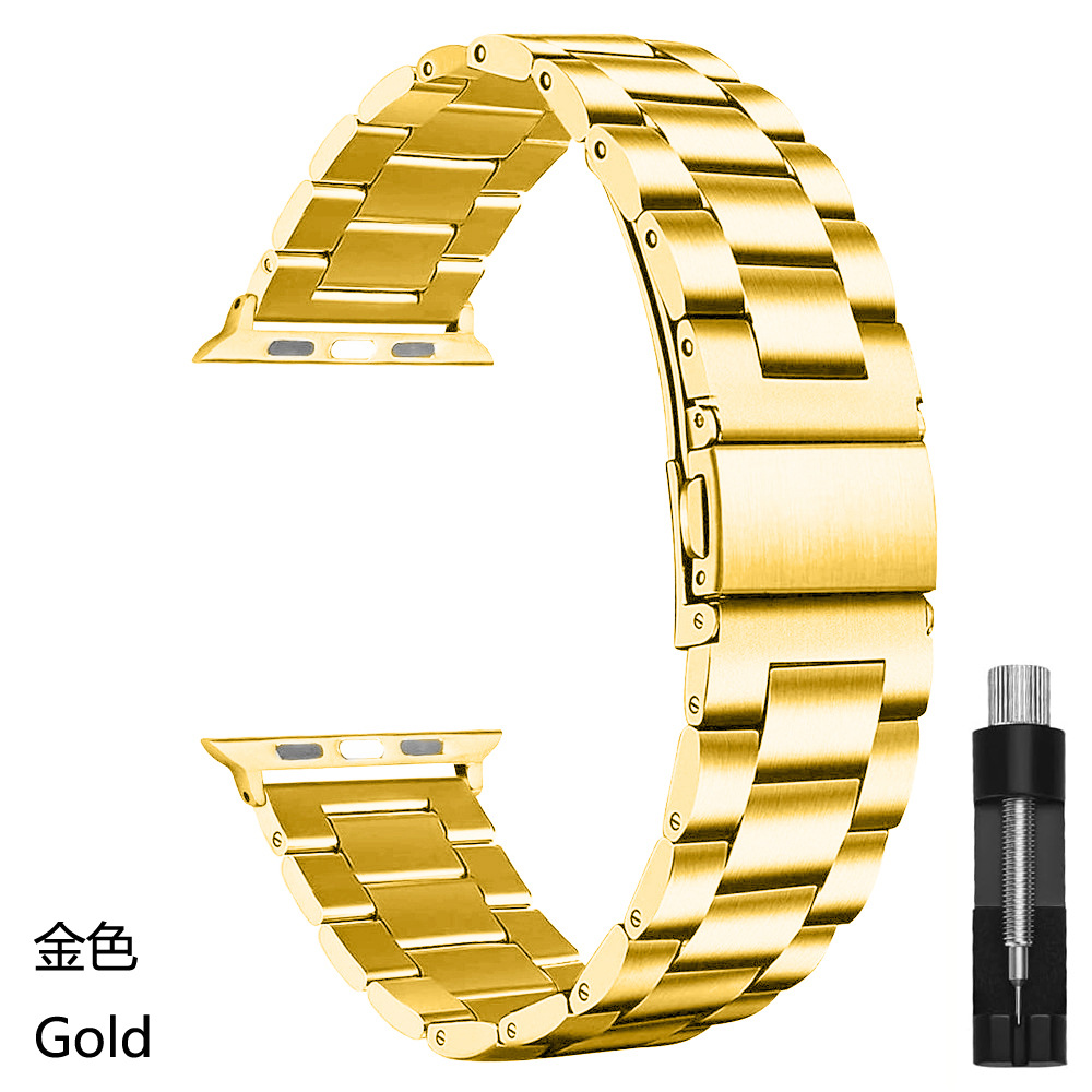 Picture of Suitable for Apple Watch Solid Stainless Steel Three-Bead Metal Business Strap
