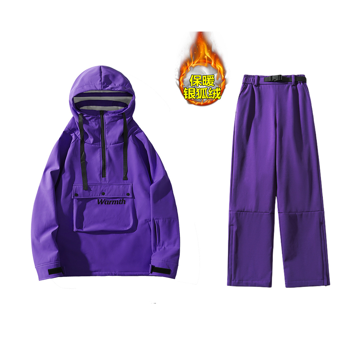 Picture of in stock Wholesale Snowboard Ski Suit Hooded Girls Bright Color Waterproof Warm fleece-lined Thickened Jacket Mountaineering Suit