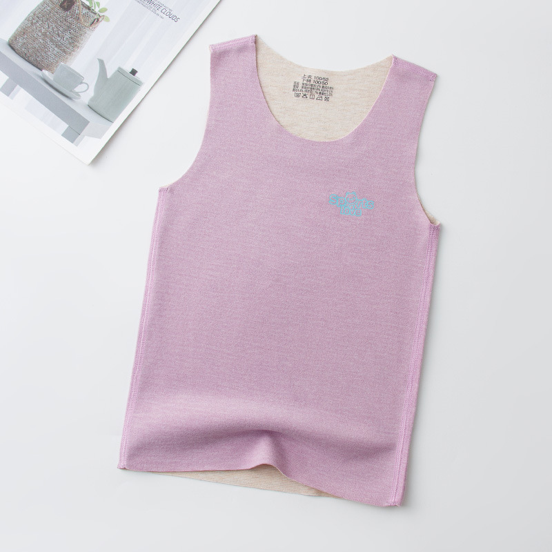 Picture of Children's silk vest autumn and winter girls' brushed bottoming shirt men's seamless cashmere underwear children's warm baby vest