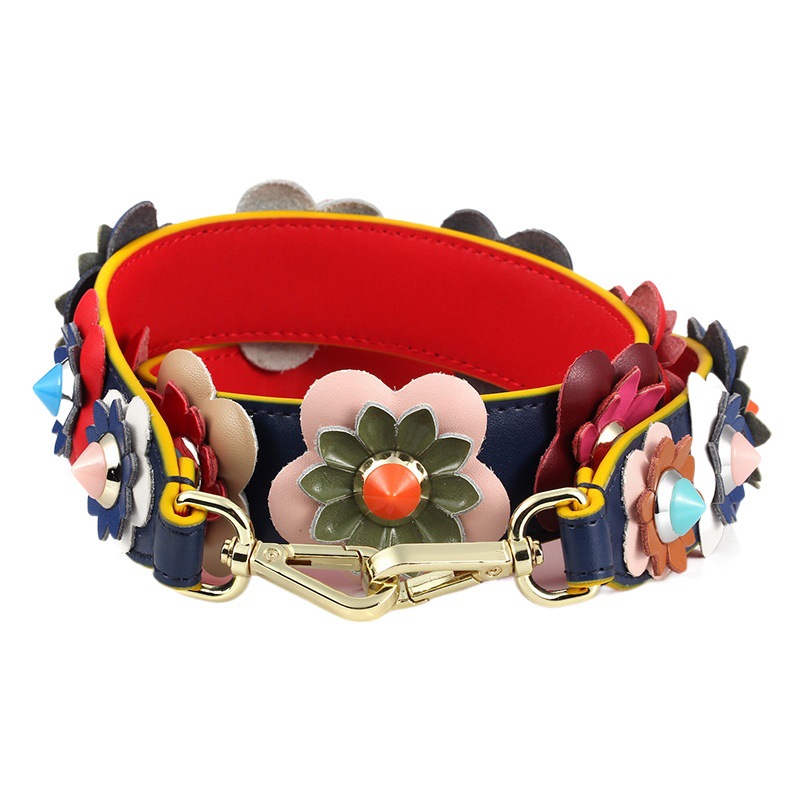 Mahuangshi MHS-E-2 Three-dimensional Flower Shoulder Strap Cowhide Wide Shoulder Strap Suitable for F Di Bag Replacement Strap Single Shoulder