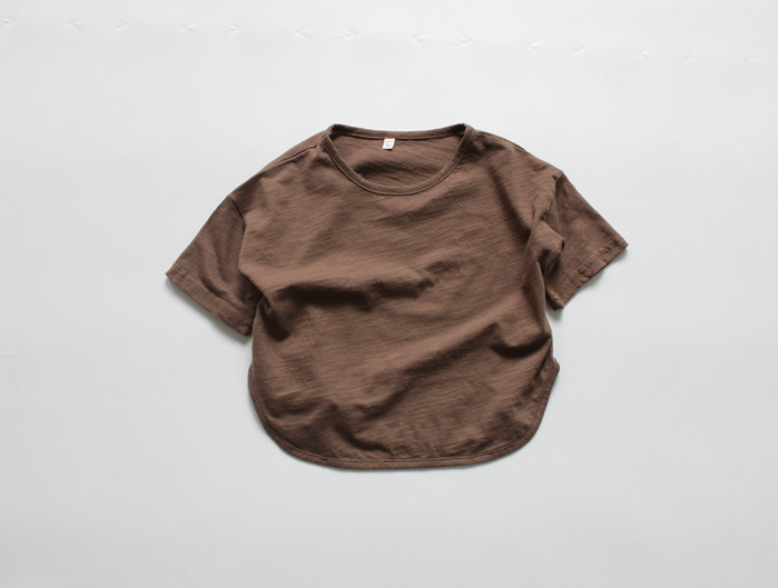 Picture of Spring Pure Color Kidsren's Bottoming Shirt Korean Style Girls T-Shirt Round Neck Loose Boys Summer Top Short-Sleeved Cotton Dropshipping