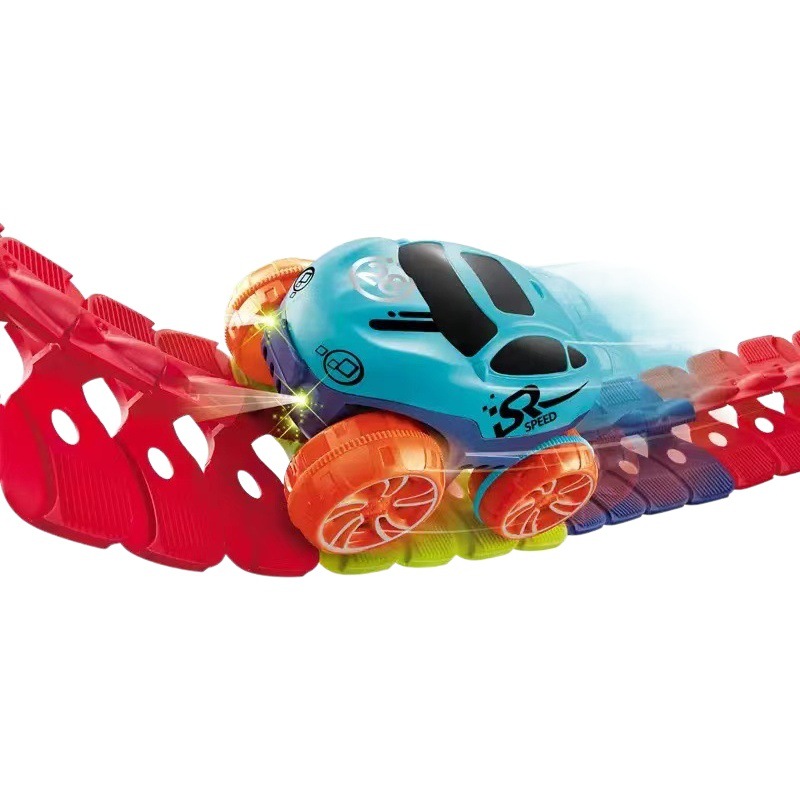 Cross-border flexible rail car diy assembled electric light anti-gravity small train children's toy car puzzle