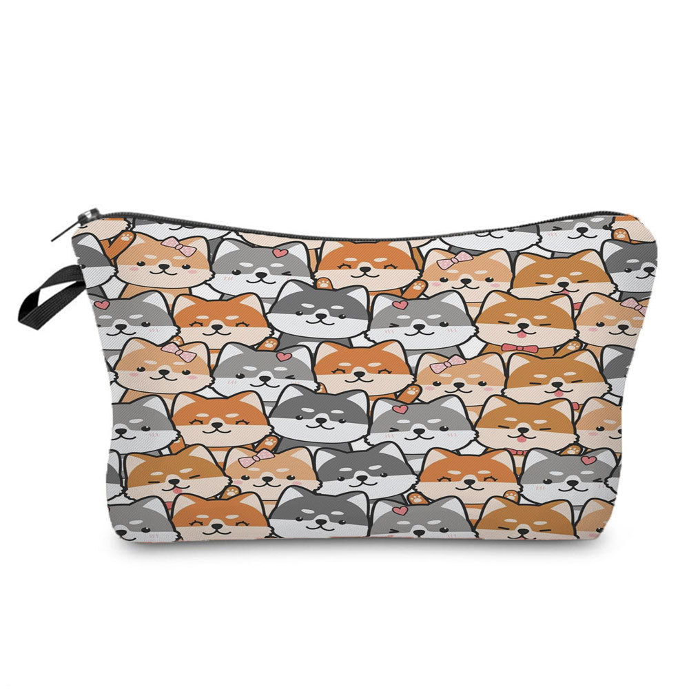 Picture of 2022 creative small portable storage bag multi-functional pencil bag set cute cat Group printing cosmetic bag