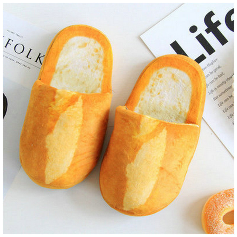 Picture of Simulation plush toy food bread hamburger toast winter home soft bottom non-slip plush shoes