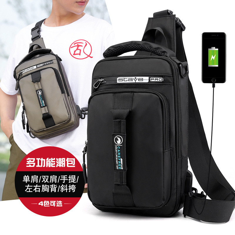 Picture of Cross-border exclusive for manufacturers to batch new men's chest bag charging usb interface chest bag multi-functional shoulder bag backpack