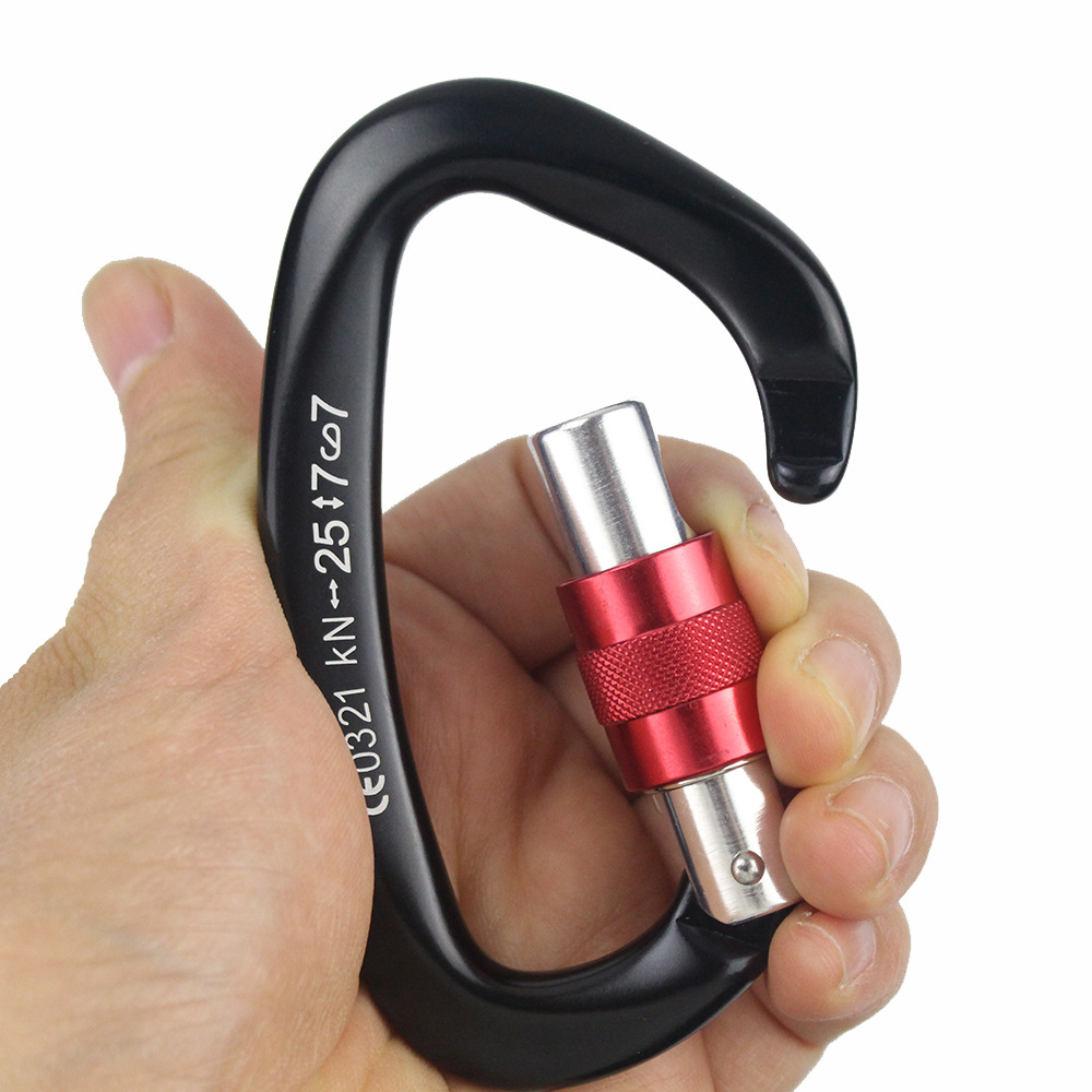 Picture of D-shaped 25KN mountaineering main lock 7075 aviation fast hanging aluminum buckle outdoor rock climbing equipment multi-function safety lock