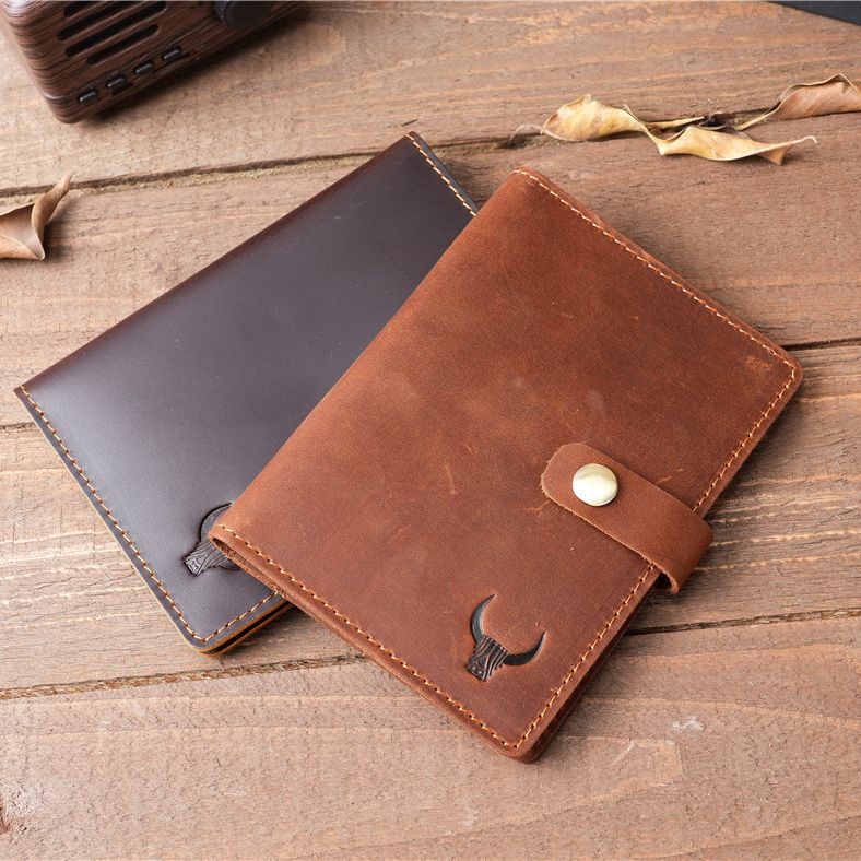 Picture of NT005 Men's and Women's Vintage Genuine Leather Passbook Bag in stock Wholesale Crazy Horse Leather Multi Card Card Bag Coin Bag Snaps