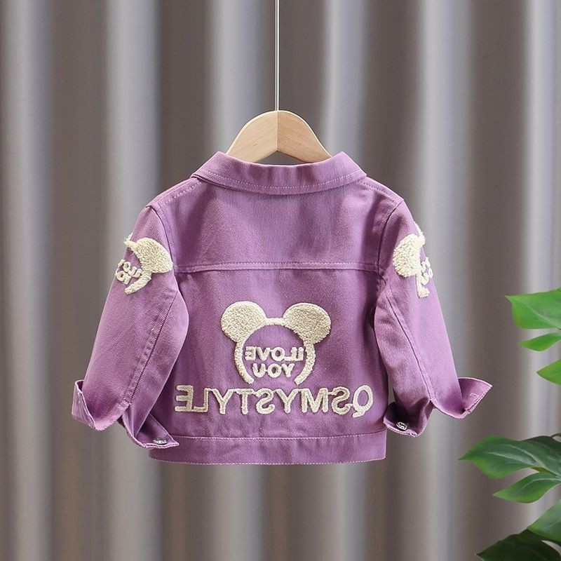 Picture of Girls' Denim Jacket, Korean Style, Three-Dimensional Velvet Patch Cardigan Jacket, Ready for Sale, Cute One Piece
