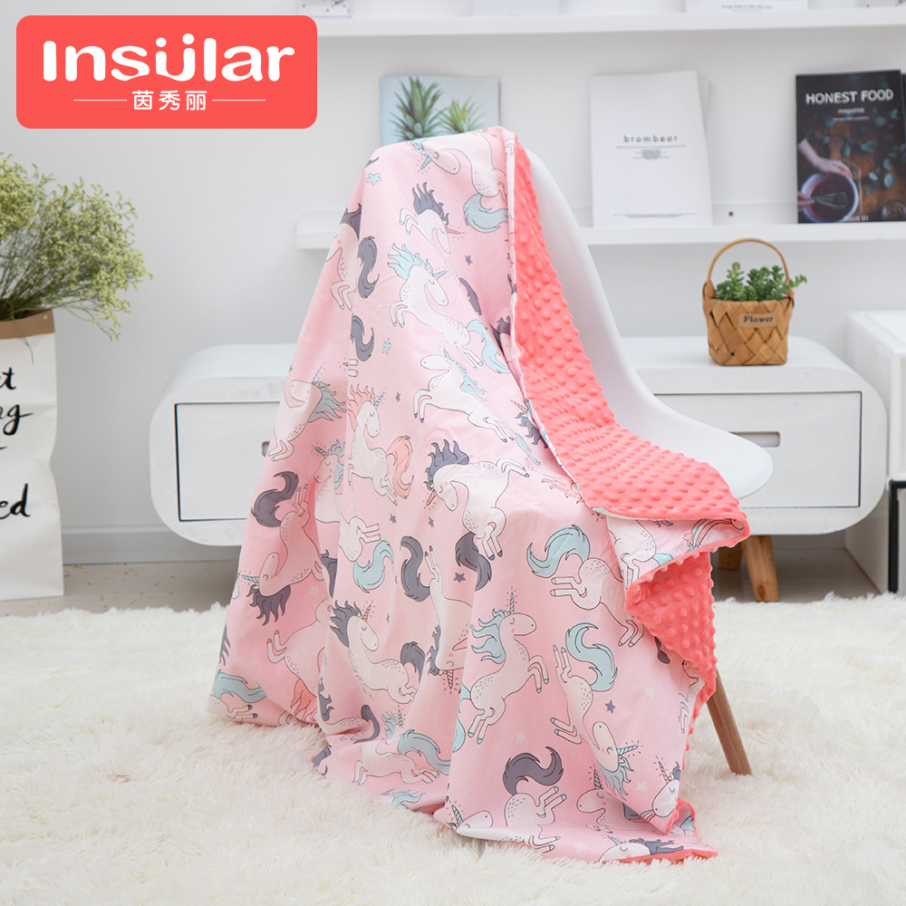Picture of Baby Blanket Cotton Cartoon Baby Double Blanket Four Seasons Children 3D Soothing Bean Blanket Cart Blanket