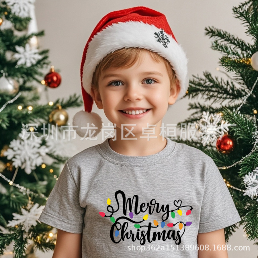 Picture of New fashion parent-child T-shirt cross-border distribution merry christmas2025 pure cotton western style Christmas