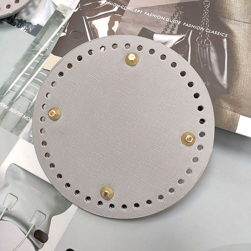 Picture of Bag accessories handmade elegant bag material 14cm round bottom plate diy woven bag quality hardened pu bag pad bottom
