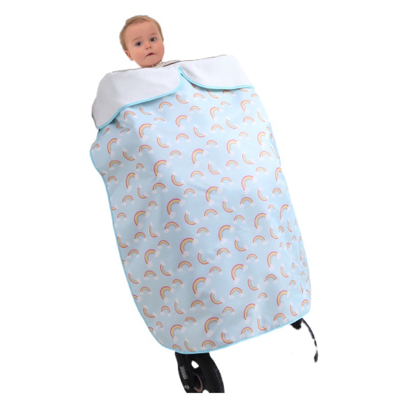 Autumn and Winter Baby Stroller Windshield Cover Blanket Strap Waist Stool Weatherproof Baby Blanket Thickened Warm Fleece
