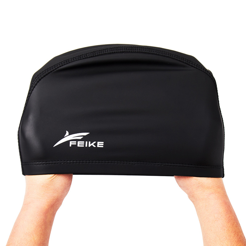 Picture of High-End Pu Cloth Hot Spring Swimming Cap for Men and Women Pure Color Swimming Cap Zipper Bag High-End Swimming Cap Adult Swimming Cap Wholesale