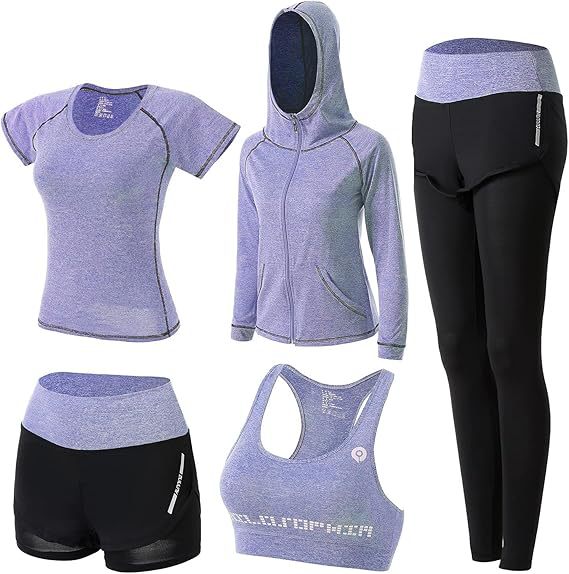 Picture of 2019 new yoga clothing suit tremolo explosion five-piece set of slim slim quick-drying clothing professional running sportswear