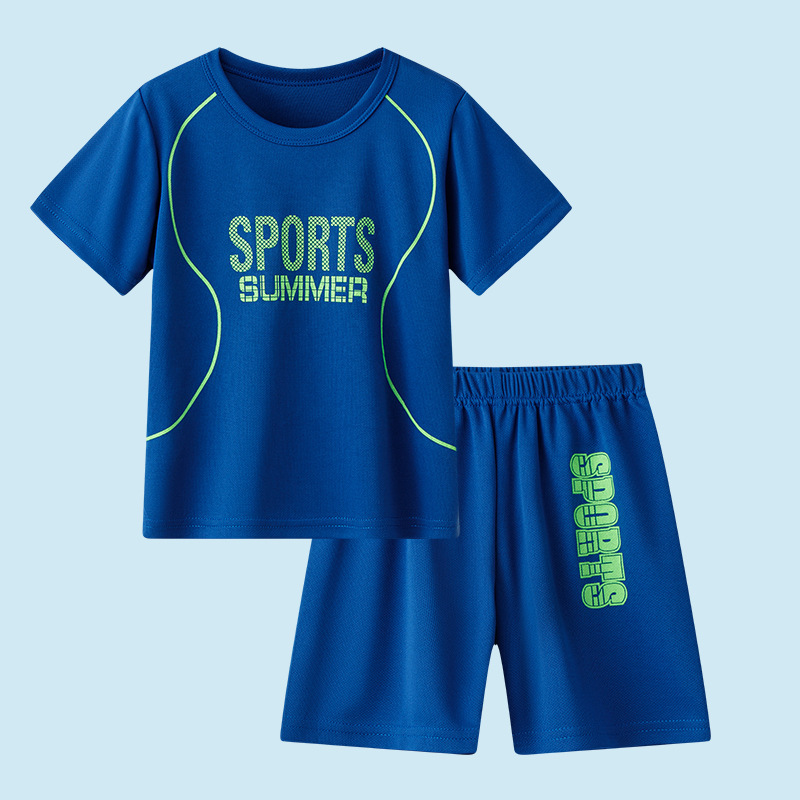 Picture of 25 Summer Kidsren's Quick-Drying Short-Sleeved Shorts Suit Boys Summer Clothes Boys Online Clothes Kidsren's Sports Two-Piece Set