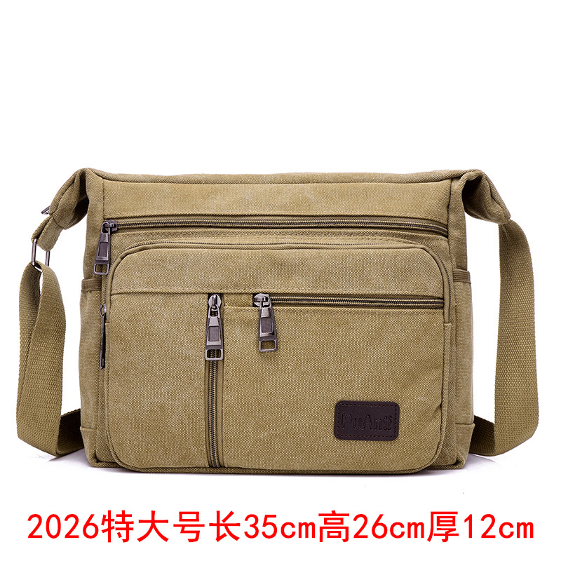 Picture of Canvas Bag Men's Shoulder Bag Casual Canvas Straddle Bag Student Satchel Multi-Layer Bag Factory Direct Printable