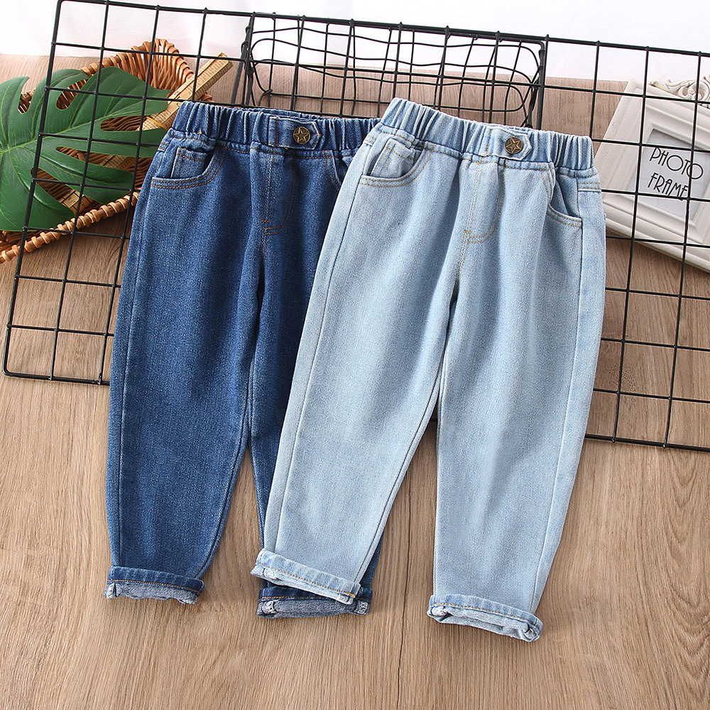 Boys' jeans spring and autumn clothing boys' trousers Korean style 2022 new baby Western style versatile simple casual pants