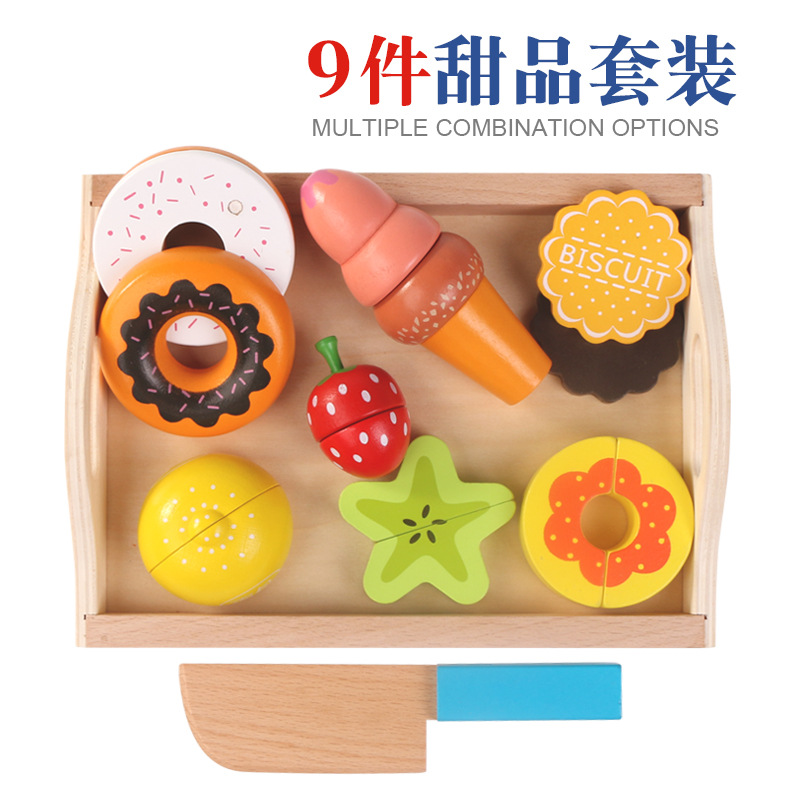 Picture of Children boy play house toy kitchen vegetable cutting girl baby fruit cutting cake cutting simulation cooking
