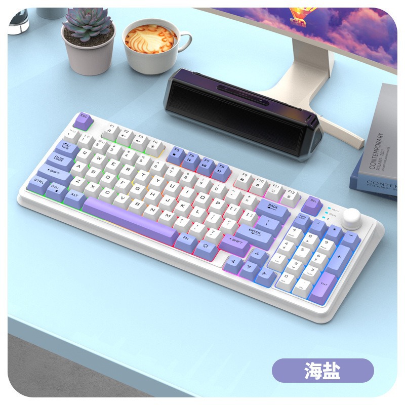 Picture of Hyun Silver Fox K94 Bluetooth Wireless Keyboard Dual Mode Mechanical Feel Computer Laptop Game Office Charging Keyboard