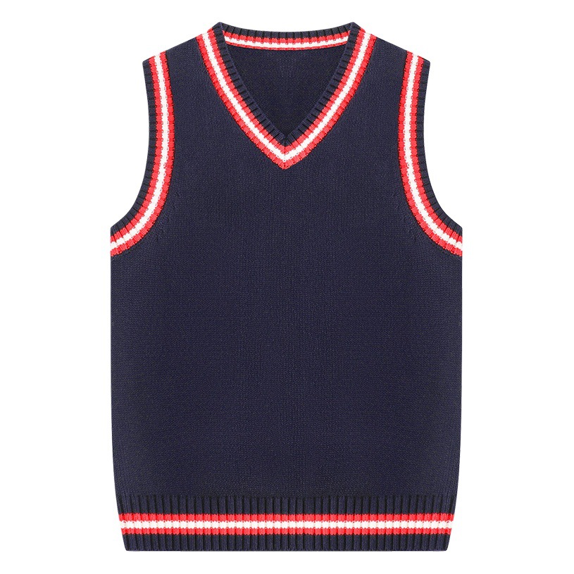 Children's spring and autumn winter pullover red British preppy style vest non-hooded in stock cotton liner sweater vest