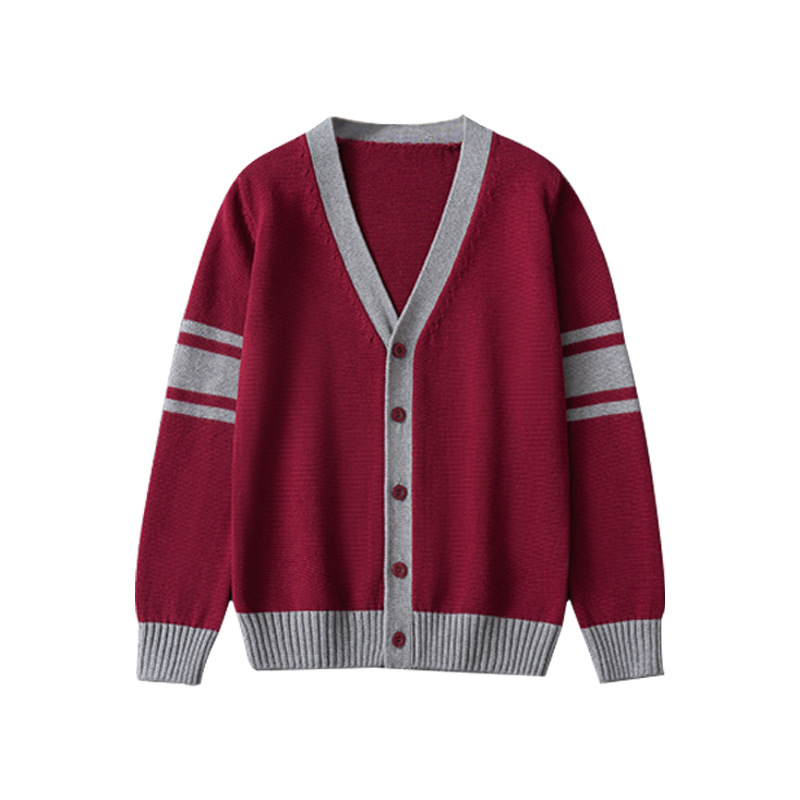 Picture of Spring and Autumn New Children's Knitted Cardigan Pure Cotton Color Block Knitted Cardigan Sweater Primary School Uniform Jacket Wholesale