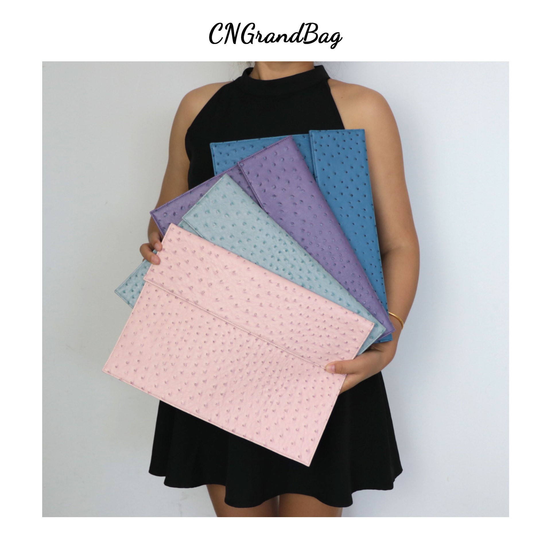 PU13/15 inch Apple laptop bag fashion ostrich pattern envelope bag business leather clutch sleeve bag