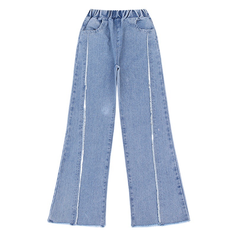 Girls' Jeans Spring and Autumn 2023 New Spring Children's Trousers Straight Pants Girls' Big Children's Spring Wide Leg Pants