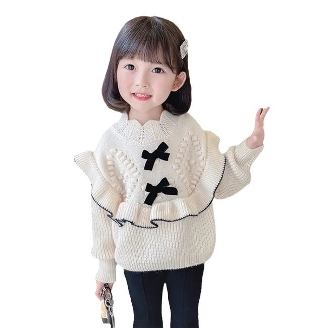 Picture of Primary and Middle School Students Western Style Casual Knitted Sweater Girls Autumn and Winter New Fashionable Sweet Princess Style Knitted Sweater
