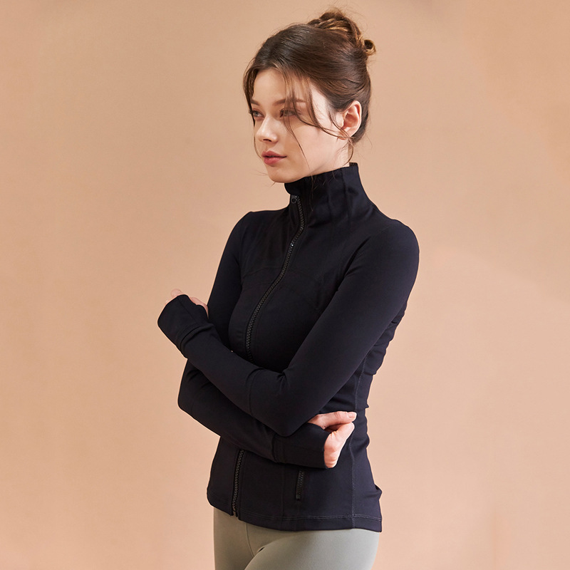 Picture of Spring 2020 New Sports Jacket Women's slim-fit stretch zipper running yoga fitness long-sleeved top wholesale