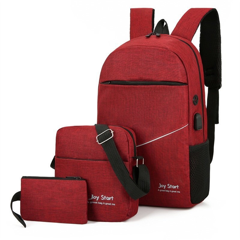 Picture of Backpack Men's Large Capacity 15.6-inch Computer Bag Business Backpack Three-piece Set Junior High School Student Schoolbag Women's Cross-Border
