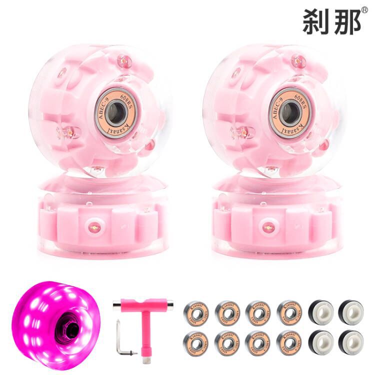 Picture of High Flash Six-light Double Row Roller Skate Luminous Wheel Four-wheel Roller Skate Flash Wheel Skating Rink Indoor Outdoor Wheels
